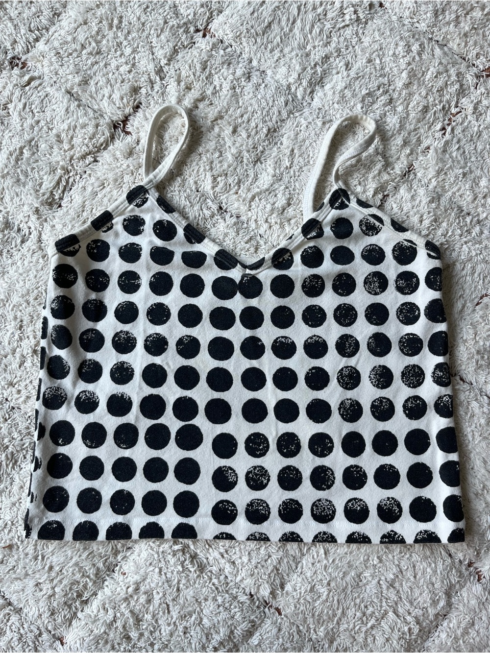 Jungmaven Polka Dot Spaghetti Tank on Washed White, Size L